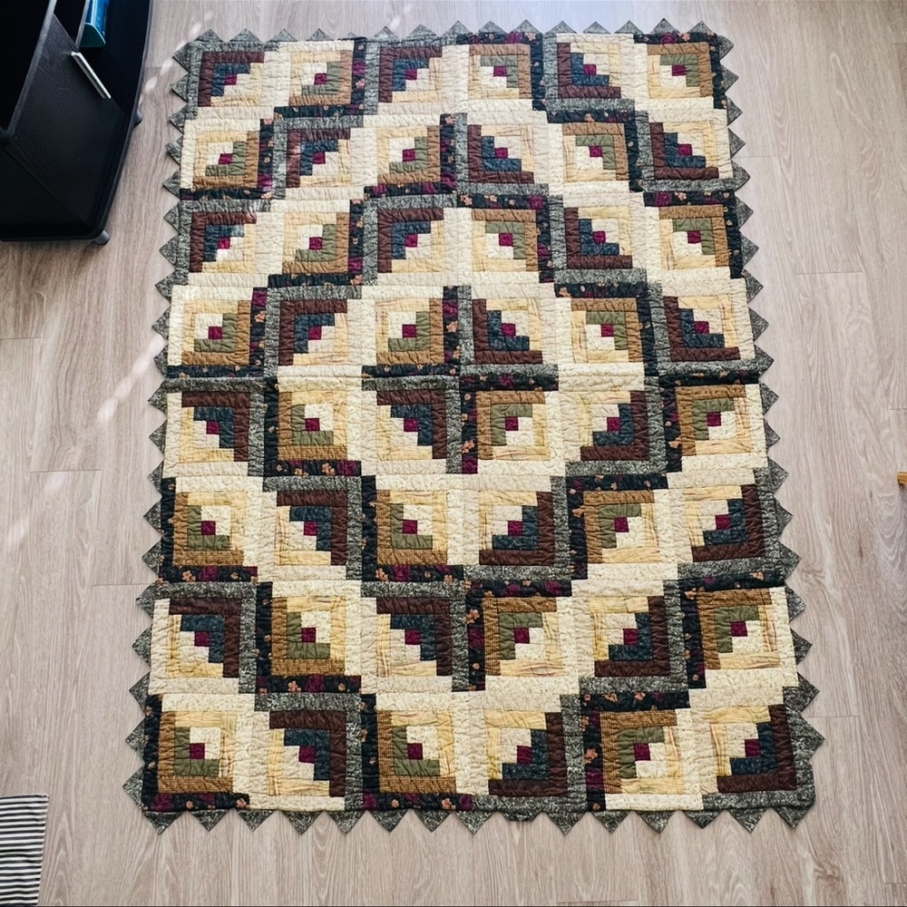 Handmade Patchwork Quilt with Geometric Design